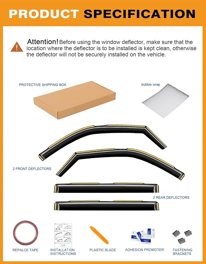 in-Channel Window Rain Guards Fit for Toyota Tundra 2022 2023 2024 2025 2026 CrewMax, Extra Durable Rain Guards Window Deflectors Vent Visors Vent Shades Exterior Truck Accessories