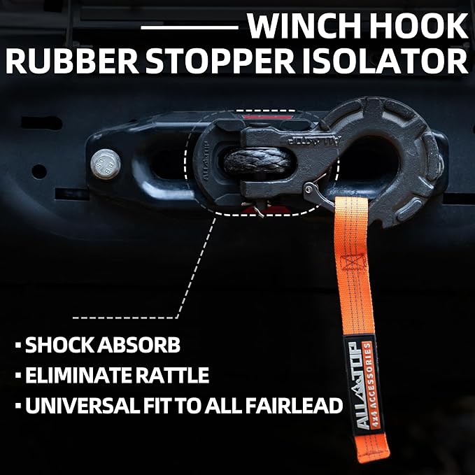 ALL-TOP Synthetic Winch Rope w/Hook & Isolator, 3/16in x 50ft, 8350Lbs UHMWPE Cable Replace Kit, Forged Hook & Rubber Stopper & Safety Pull Strap