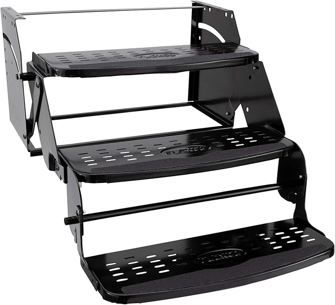 RecPro RV Steps 24" Step in Black | RV Stairs | RV Exterior Steps | Camper Steps (Triple)