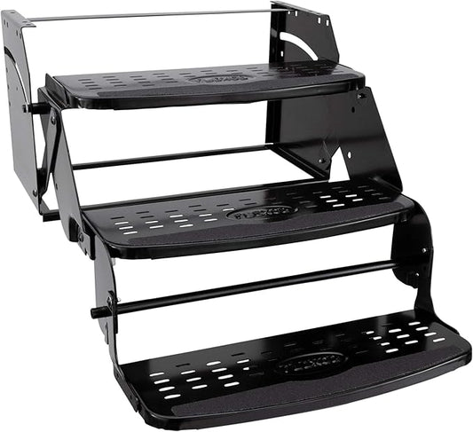 RecPro RV Steps 24" Step in Black | RV Stairs | RV Exterior Steps | Camper Steps (Triple)