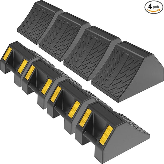 Heavy-Duty Rubber Wheel Chocks, Ergonomic Portable Durable Wheel Chock with Handle, Wheel Wedge, Wheel Stopper for Cars, Motorcycles, Travel Trailers (Small - 8Pack)