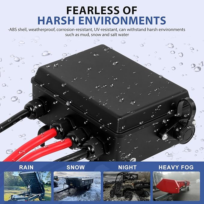 12V 500A Pre-Wired Winch Control Box Kit for Winches, 8000lbs-17000lbs, Wire-Less & Remote Control, Handheld Controller, Jumper Cables, ATV/UTV/SUV Trailer Winch Upgrade