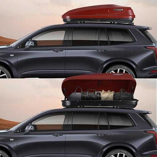 Hard Shell Roof Cargo Carrier with Security Keys, Roof Box, Cargo Box, 56 (L) x 30 (W) x 13.7(H) Inches, 13 Cubic Feet (Tool-Free Install), Red