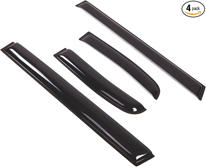 TuningPros Outside Mount Window Vent Visors Rain Guards Compatible with Toyota FJ Cruiser 2007-2014 | Side Window Wind Deflectors Rain Shields | Smoke Tinted, 4 Pcs Set, DGWV-427