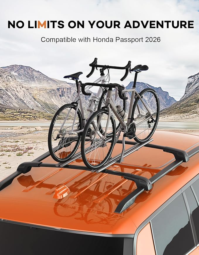 300lbs Lockable Roof Rack Cross Bars Compatible with 2026 Honda Passport, Heavy Duty Aluminum Roof Rails Crossbars Cargo Canoe Black Rooftop Cargo Carrier.