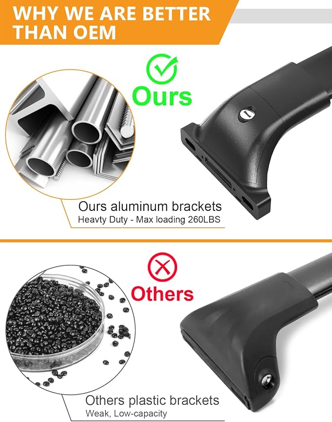 KINGGERI All Aluminum Roof Rack Cross Bars Compatible with Cadillac XT5 2017-2026 with Flush Side Rails,260lbs Lockable Heavy Duty Crossbars Rooftop Cargo Basket Luggage Kayak Canoe Snowboard Bike