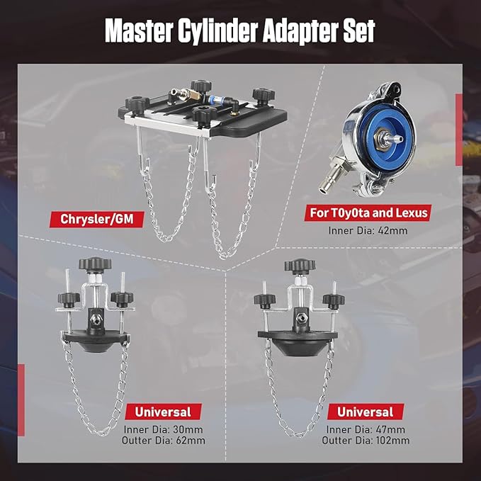 12Pcs Brake Bleeder Kit, Professional Brake Bleeder Adapter with Japanese Quick Connector Master Cylinder Adapter Kit, Brake Pressure Bleeder Kit Compatible with Most Vehicles