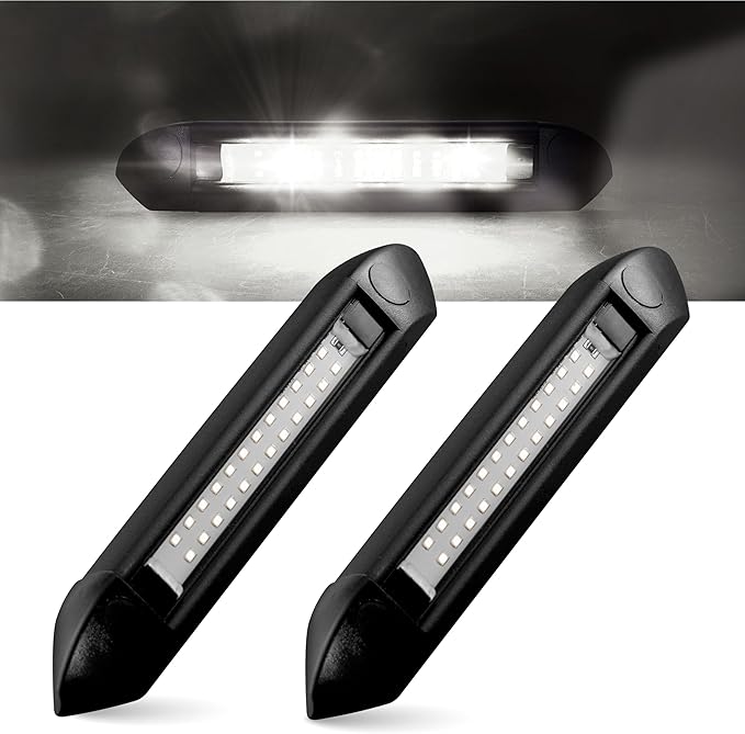 Command Electronics 12V LED Exterior Extruded Porch Light – Surface Mount Utility – IP67 Rating OEM RV, Camper, Bus, Truck, & Trailer – 8"x1.4"x1.4" – Black Case/White Light 2-Pack