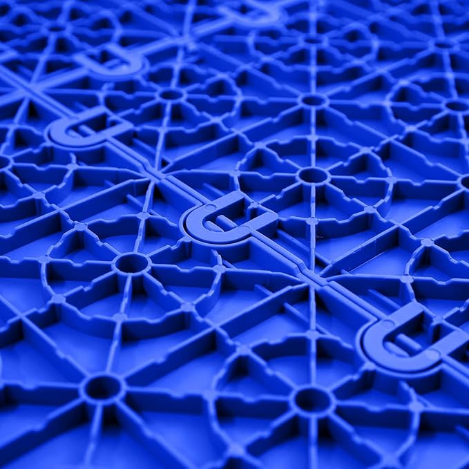 FlooringInc's Nitro 12"x12" Snap-Together Garage Flooring Tiles, Non-Slip Interlocking Plastic Floor Mat, Coin Pattern, Shelby Blue, 24 Tiles, 24 Sq/Ft