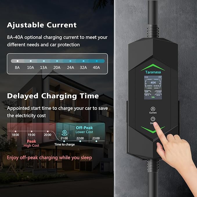 Level 2 Tesla Charger, Fast 40A 240V EV Charger, Portable Mobile NACS Connector, ETL Listed Home Wall Charger for Tesla Model Y/3/S/X with NEMA 14-50 Plug, 20ft Cable w/Holder
