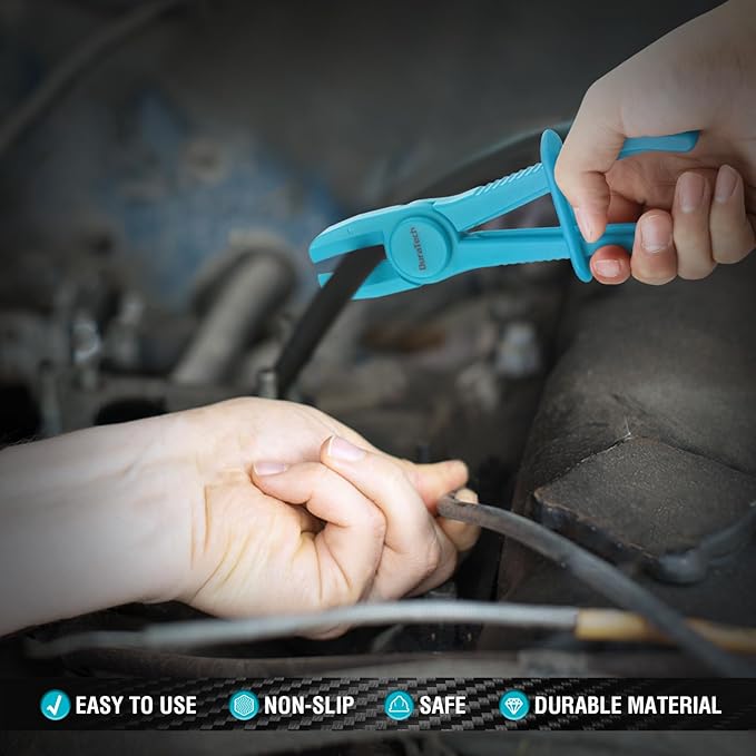 DURATECH 6-Piece Hose Clamp Pliers Set - Pinch Clamp Pliers for Flexible Hoses, Fuel, Gas, Brake & Radiator Lines (Blue)