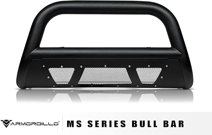 Armordillo 8717486 MS Series Studded Aluminum Mesh Bull Bar - Textured Black Fits 2006-2008 Dodge Ram 1500
