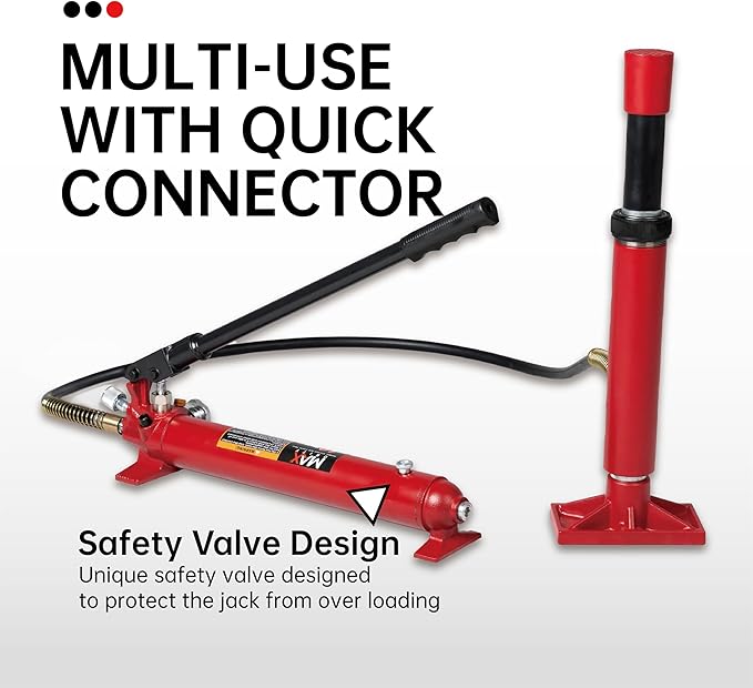 10 Ton (20,000 lbs Capacity) Porta Power Jack Hydraulic Ram Auto Body Frame Collision Repair Kit Set, 16-Pcs, with Blow Mold Carrying Case for Cars, Trucks, SUVs & More