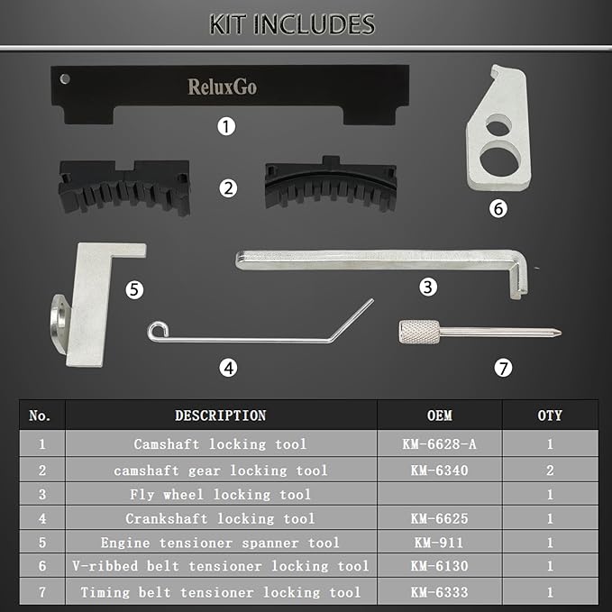 Engine Camshaft Tensioning Locking Alignment Timing Belt Tool Kit for Chevy Cruze Aveo Alfa Romeo Fiat 16V 1.4 1.6 1.8 en6340 km6340