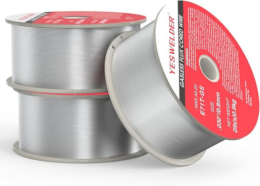 YESWELDER E71T-GS Flux Core Welding Wire, Mild Carbon Steel .030“ 2LB 3Packs, Gasless MIG Wire