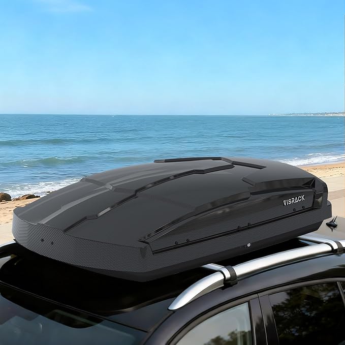 Hard Shell Roof Cargo Carrier with Security Keys, Roof Box, Cargo Box, 58.3 (L) x35.4 (W) x13(H) Inches, 15.5 Cubic Feet (Tool-Free Install), Carbon Black