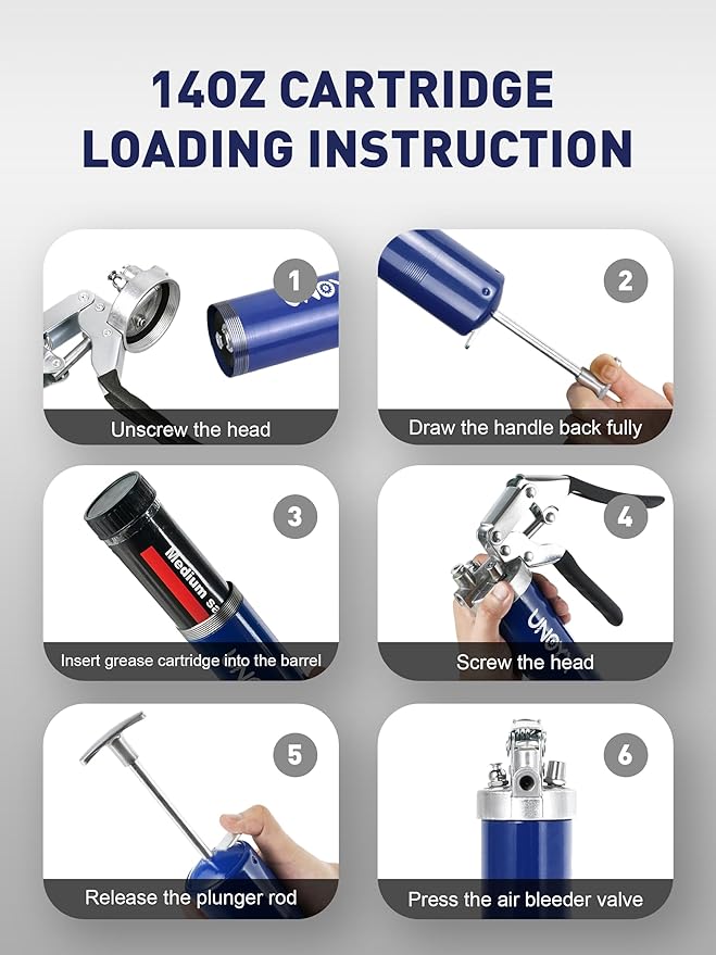 Pistol Grip Grease Gun, Heavy Duty 14oz Grease Gun Kit, Professional Mini Grease Gun, Small Grease Guns for Industrial & Automotive Use (6000 PSI)