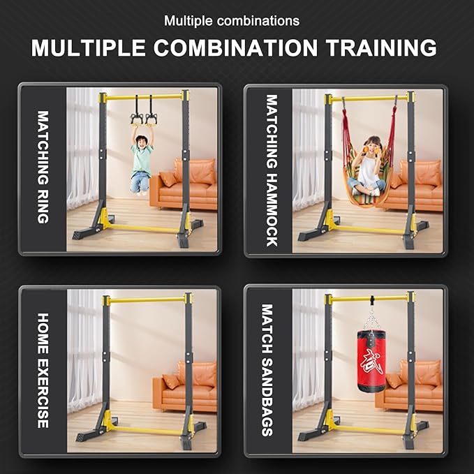 Pull Up Station, Max Bearing 400 LBS, Portable Power Tower Pull up Bar Station, Free Standing Pull Up Bar Stand for Home Gym, Pull Up and Dip Station with 11 Gears Adjustment, Black