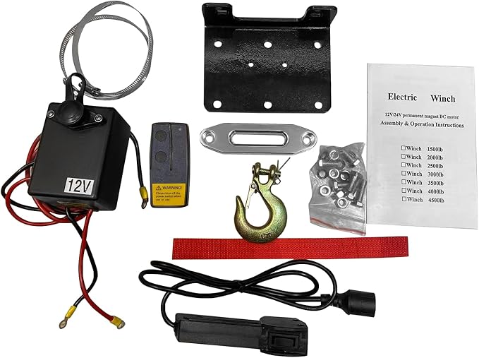Electric Winch, Truck Winch, Waterproof Electric Winch Kit with Wireless Remote & Hawse Fairlead for Truck Jeep SUV Boat car (3000 lb)