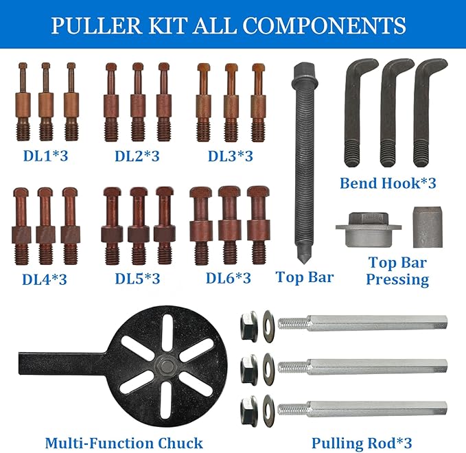 21 in1 Bearing Puller Set, Blind Hole Bearing Removal Tool, Internal Bearing Puller with Red Steel Puller Head and Curved Hooks, Quick Disassembly Without Damage to Other Components, Blue