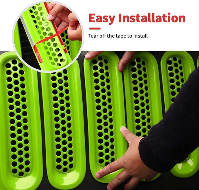 Mesh Grill Insert Grille Inserts Cover Fit for 2007-2018 Jeep Wrangler JK JKU(Green)