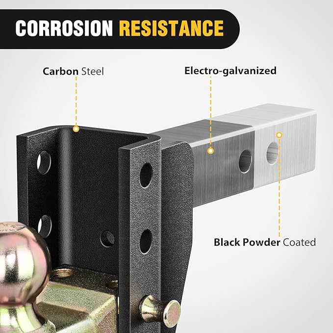 Nilight Adjustable Tri-Ball Trailer Hitch Mount 8 Inch Drop/Rise Hitch 1-7/8" 2" 2-5/16" Fits 2-Inch Receiver 15000lbs GTW for Heavy Duty Truck with Anti-Theft Pin