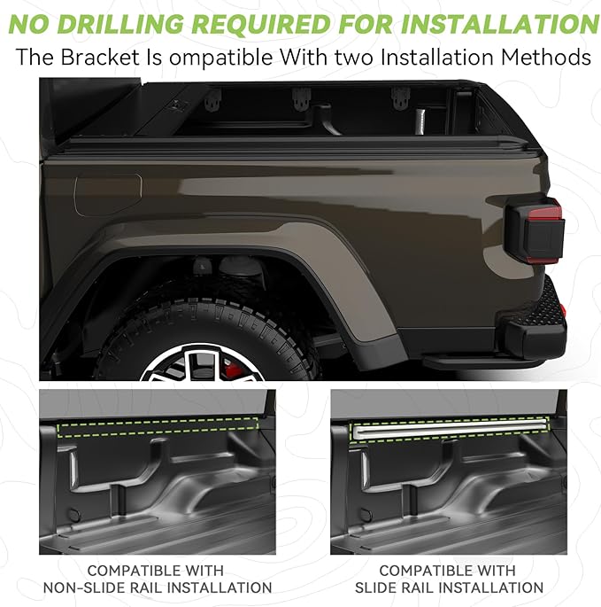 LOR ROX Retractable Hard Truck Bed Tonneau Cover for 2019-2023 Jeep Gladiato 5' Ft Bed (60.3") | Easy to Install | No Drilling Required Install | Enhanced Security & Sleek Design | Aluminum