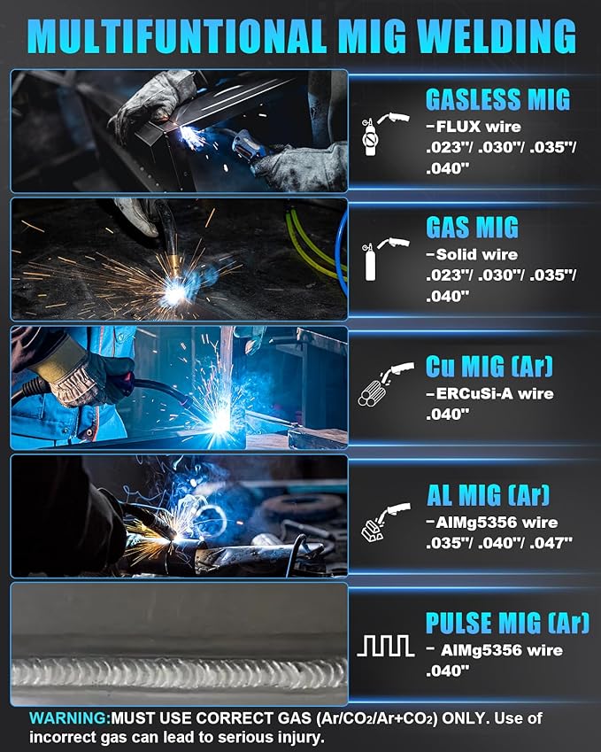 AZZUNO 200A Plasma Cutter Welder Combo, 9 in 1 Multiprocess Welder Machine Gas MIG/PULSE MIG/MAG/Flux Gasless MIG/Spool Gun Compatible/HF TIG/Stick/CUT/SPOT MIG, 110/220V Aluminum MIG Welding Machine