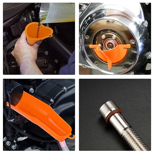 Oil Change Kit, Primary Case, Crankcase Fill, Drip-Free Oil Filter Funnel +O-Ring, Compatible with Harley