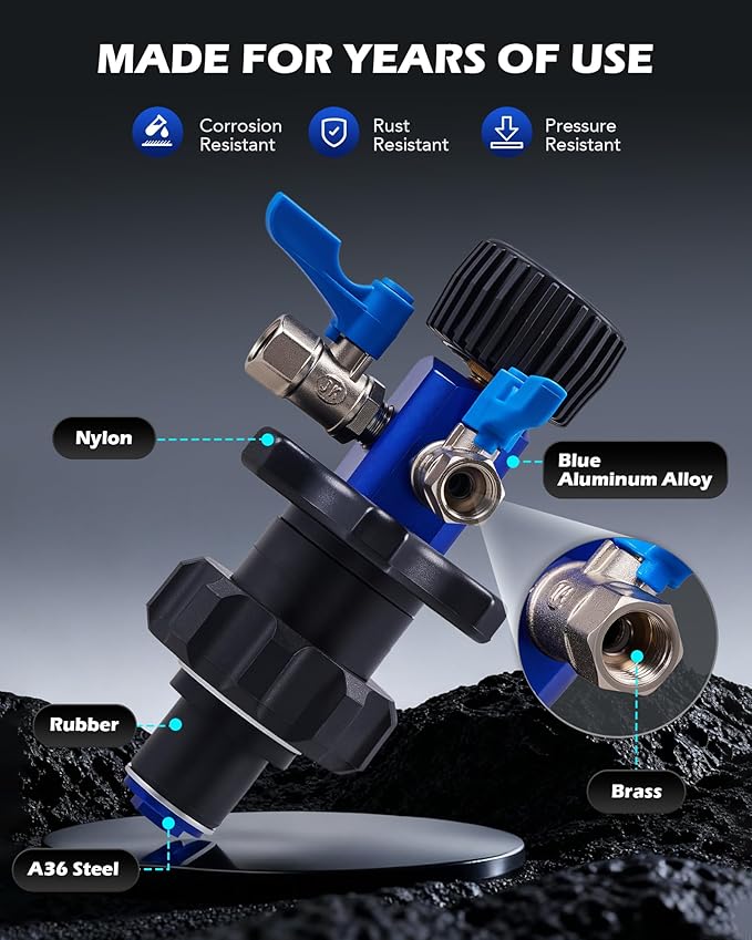 Orion Motor Tech Coolant Vacuum Refill Kit, Cooling System Vacuum Fill Tool with Leak Detector 5 Round Adapters 1 Conical Adapter, Radiator Coolant Fill Kit with Dual-Movement Gauge for Vacuum Leak