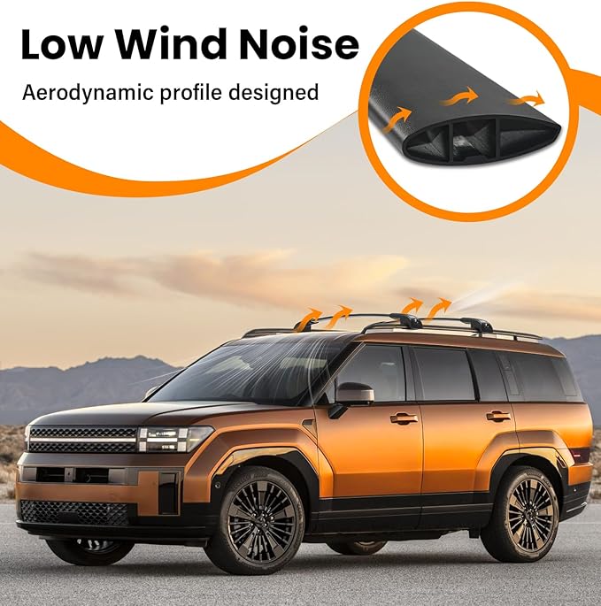 300lbs Lockable Roof Rack Cross Bars Compatible with 2024 2025 2026 Hyundai Santa Fe & Santa Fe Hybrid with Raised Side Rails (Not for SE), Aluminum Heavy Duty Crossbar Luggage Accessories