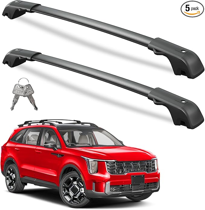 300lbs Lockable Roof Rack Cross Bars Compatible with Kia Sorento X-Line & X-Pro 2021 2022 2023 2024 2025 (with Raised Rails,Not Flushed Rails), Crossbars Rooftop Cargo Carrier Luggage