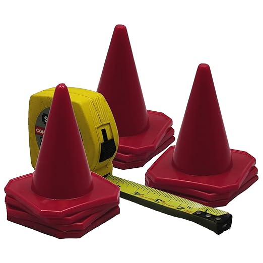 Bluedot Trading 4” Red Mini Plastic Traffic Cones | Set of 10 for Agility Training, RC Racing, Outdoor Activities, Sports Drills, Party Games