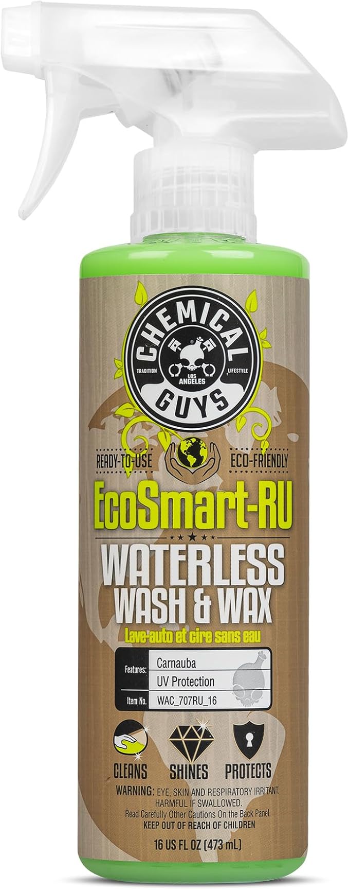 Chemical Guys WAC_707RU_16 EcoSmart Waterless Car Wash & Wax Ready To Use, Safe for Cars, Trucks, SUVs, Motorcycles, RVs & More, 16 fl oz