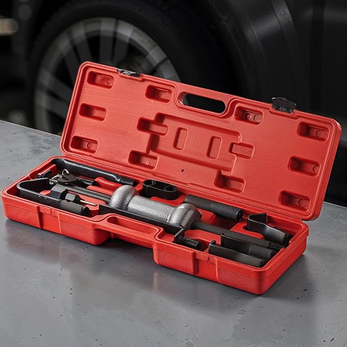 VEVOR Dent Puller Kit, 10 lbs 13-in-1 Slide Hammer Dent Removal Kit, Heavy-Duty Auto Body Truck Repair Automotive Damage Remover Tool Repair Frame with Carrying Case, Extension Rod, Non-Slip Handle