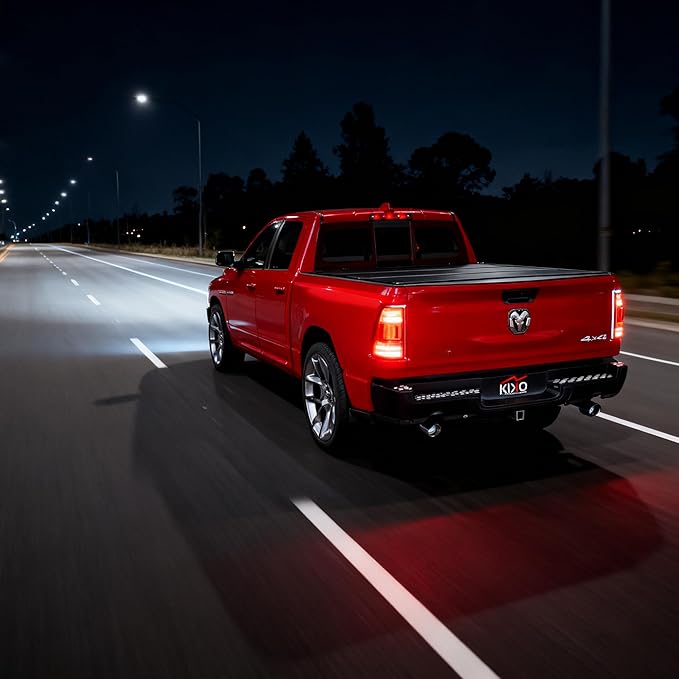 Kikito HTL Truck Bed Tonneau Cover Compatible with 2019-2025 Ram 1500 (New Body Excl. Classic), 6'4" (76in) Truck Bed w/Track System Low-Profile Style FRP Hard Folding Truck Cover No-Drill 100% Access