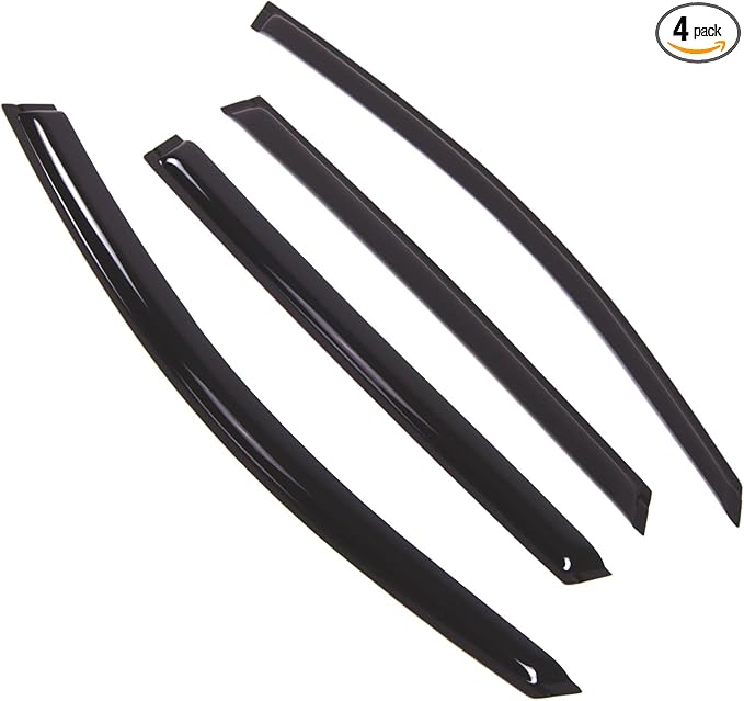 TuningPros Outside Mount Window Vent Visors Rain Guards Compatible with Kia Sorento 2014-2018 | Side Window Wind Deflectors Rain Shields | Smoke Tinted, 4 Pcs Set, DGWV-815