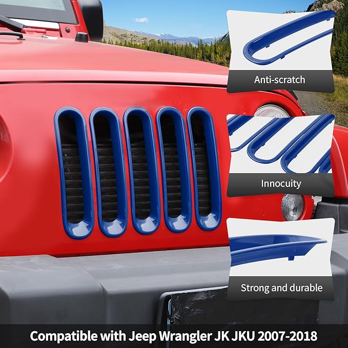 JK Grill Inserts Front Grille Mesh no Mesh Cover Guard for Jeep Wrangler JK 2007-2017 Clip-on Grille Accessories