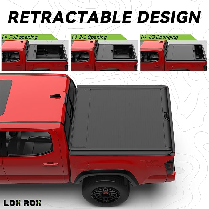 Retractable Hard Truck Bed Tonneau Cover for Toyota Tacoma 2016-2023(5'/60")| Durable, Waterproof, Easy to Install | Enhanced Security & Sleek Design | Aluminum | No Drilling Required (Tacoma16-23)