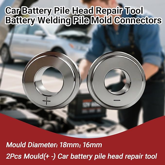 Car Battery Pile Head Repair Tool Battery Welding Pile Mold Connectors, Post Joint Repairing Tools Mould Dia 18MM 16MM, 1 Set