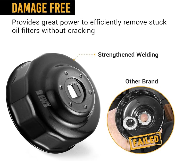 EWK 64mm 14 Flute Oil Filter Socket Wrench, Chrome Vanadium Steel with 3/8" Drive, Oil Change Tool Compatible for Toyota, Lexus, Scion