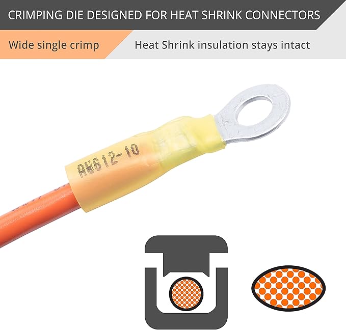 Wirefy Crimping Die for Heat-Shrink Connectors 22-10 AWG | Interchangeable Quick-Change Die for Wirefy Crimping Tools | Wide-Profile Precision Crimp