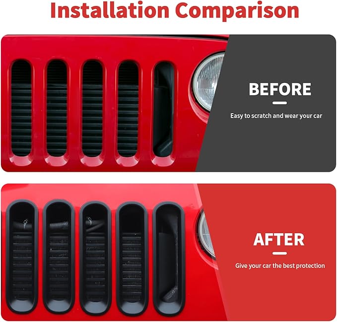 JK Grill Inserts Front Grille Mesh no Mesh Cover Guard for Jeep Wrangler JK 2007-2017 Clip-on Grille Accessories