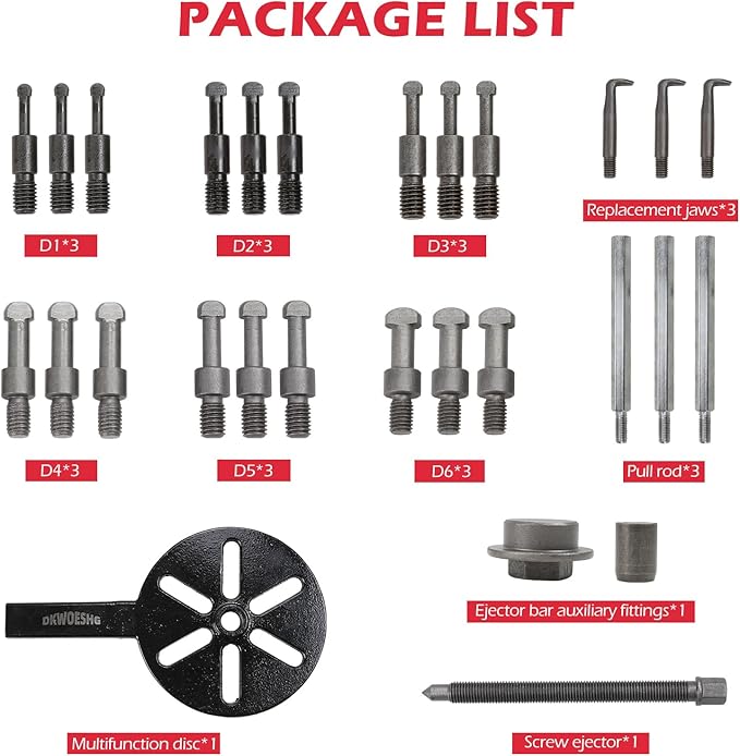 Bearing Puller Kit, Inner Hole 3-Jaw Puller with Curved Hook and Steel Collet Multi-Function Bearing Removal Tool
