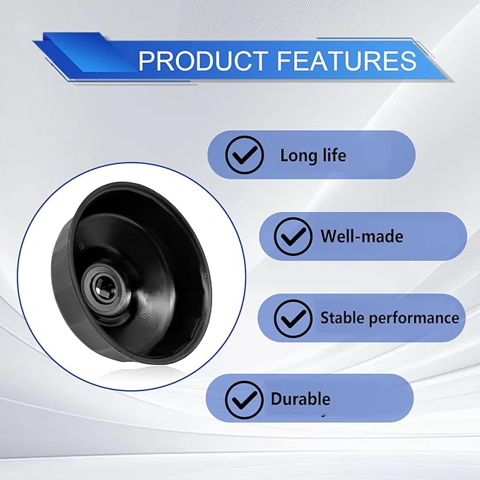 86mm 16 Flutes Oil Filter Wrench - Steel Socket Kit Compatible With BM and V0LV - Housing Caps Removal Tool