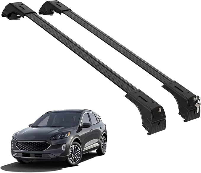 ERKUL Roof Rack Cross Bars for Ford Escape (No Sunroof Models) 2020-2026 | Aluminum Crossbars with Anti Theft Lock for Rooftop | Compatible with Flush Rails - Black