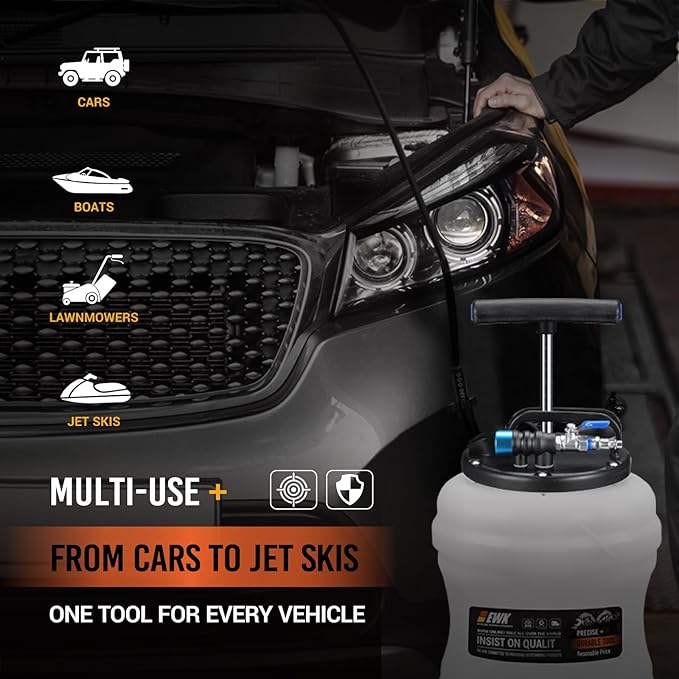 EWK 10.5L Pneumatic/Manual Oil Extractor Pump for Oil Change, Fluid Extractor for Automotive Fluids Vacuum Evacuation