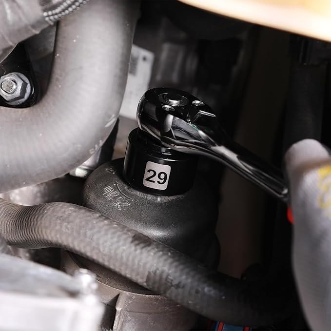 Mayouko 8 Pieces 3/8" Drive Low Profile Oil Filter Cap Wrench Socket Set, 24mm, 27mm,28mm,29mm,30mm,32mm,36mm,38mm,CR-V, Oil Filter Cap Remove and Install Tool Kit