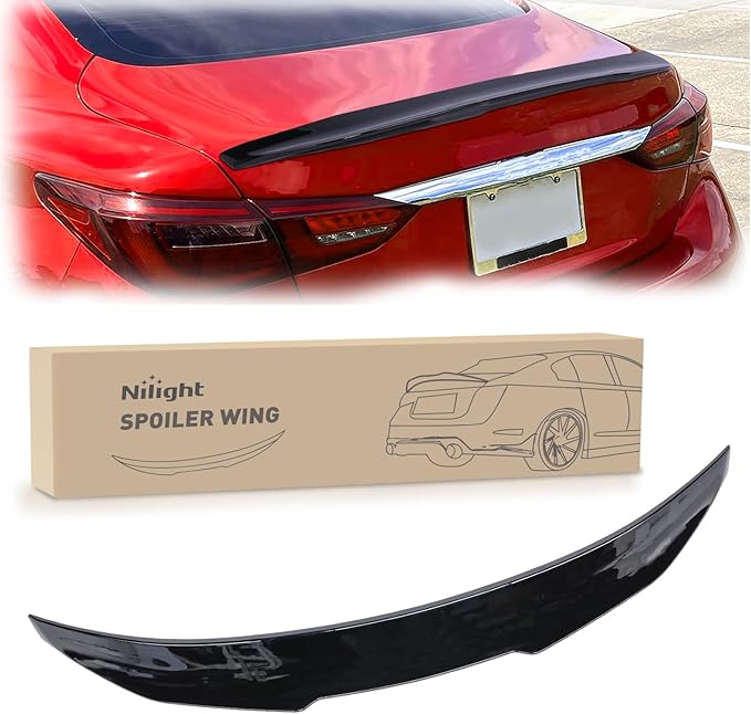 Nilight Spoiler Fit for Infiniti Q50 4 Door Sedan 2014 2015 2016 2017 2018 2019 2020 2021 2022 2023 2024 Spoilers for Cars Rear Spoiler Wing ABS Rear Trunk Lip Accessories No-Drill, Glossy Black