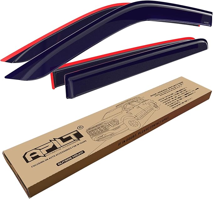 Outside-Mount Rain Guards Window Visors for 2019-2026 Silverado &GMC Sierra 1500,2020-2026 Silverado & GMC 2500HD-3500HD Crew Cab Truck Accessories Dark Smoke 4pcs Set with Thicker